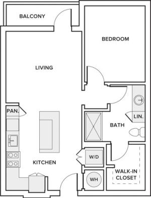 692 square foot one bedroom one bath floor plan image