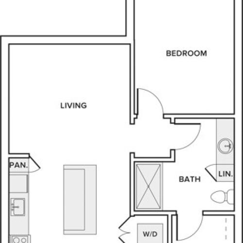 692 square foot one bedroom one bath apartment floorplan image