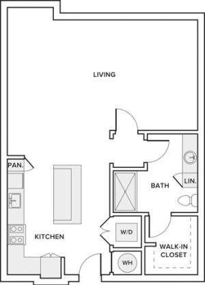 766 square foot one bedroom one bath floor plan image