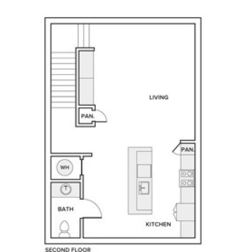 1536 square foot one bedroom one and half bath floor plan image
