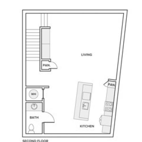 1581 square foot one bedroom one and half baths floor plan image