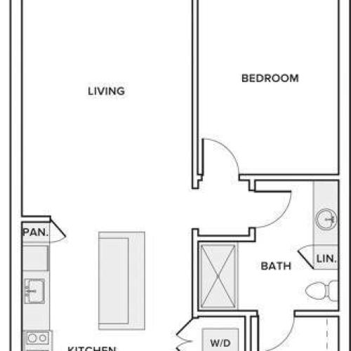 756 square foot 1 bed 1 bath floorplan apartment