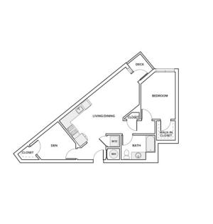 813 square foot one bedroom one bath with den apartment floorplan image