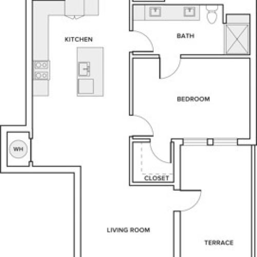1132 quare foot one bedroom one bath with den apartment floorplan image