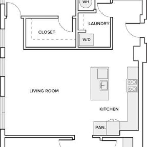 1319 square foot two bedroom two bath apartment floorplan image