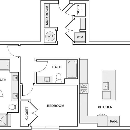 1501 to 1502 square foot two bedroom two bath apartment with den floorplan image