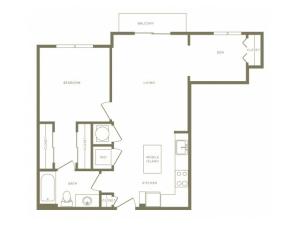 807 square foot one bedroom one bath with den apartment floorplan image