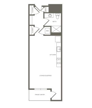543 square foot studio one bath apartment floor plan image
