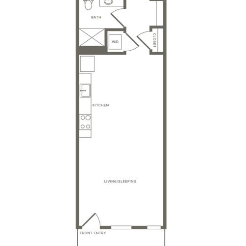 622 square foot studio one bath apartment floor plan image