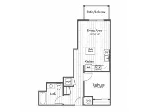 588 square foot studio one bath apartment floor plan image
