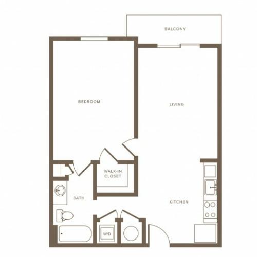 771 square foot one bedroom one bath apartment floorplan image