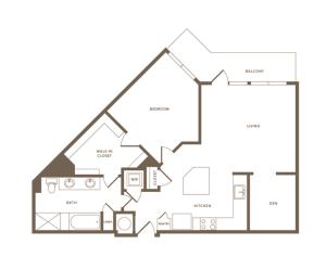 991 square foot one bedroom one bath with den apartment floorplan image