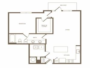 1002 square foot one bedroom one bath apartment floorplan image