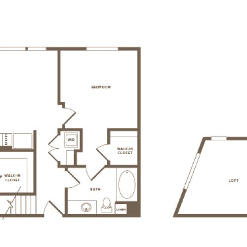 1216 square foot two bedroom two bath floor plan image