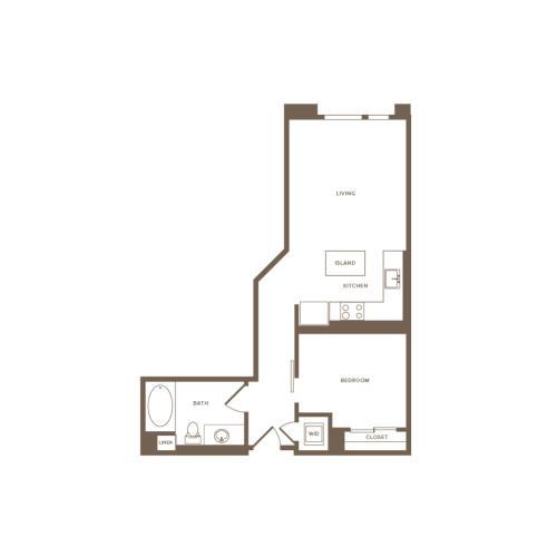 639 square foot one bedroom one bath floor plan image