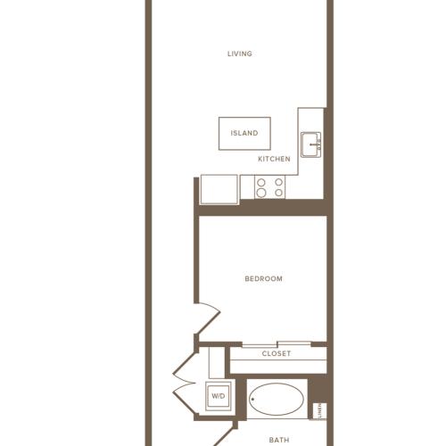 613-701 square foot one bedroom one bath floor plan image