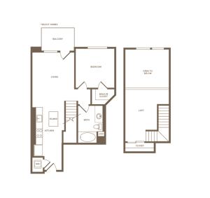 810-820 square foot one bedroom one bath floor plan image