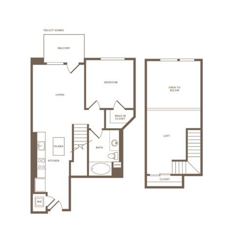 810-820 square foot one bedroom one bath floor plan image