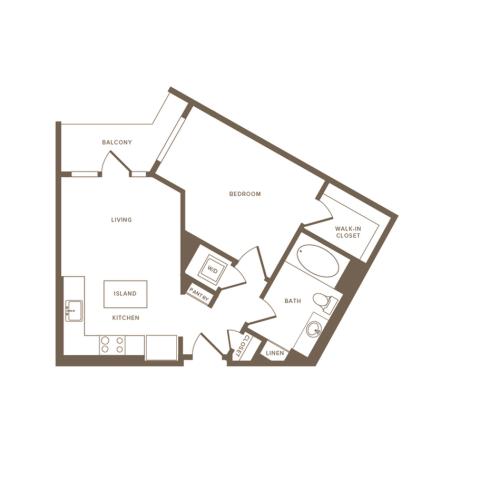 637-640 square foot one bedroom one bath floor plan image