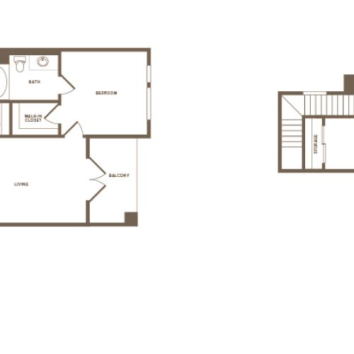 1291 square foot two bedroom two bath floor plan image