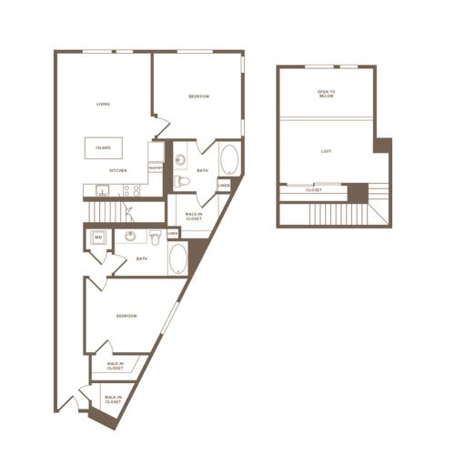 1405 square foot two bedroom two bath floor plan image