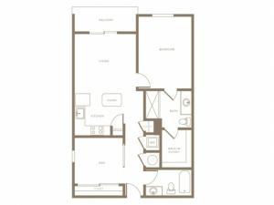 929 square foot one bedroom two bath with den phase II apartment floorplan image