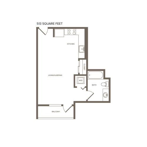 513 square foot studio one bath floor plan image