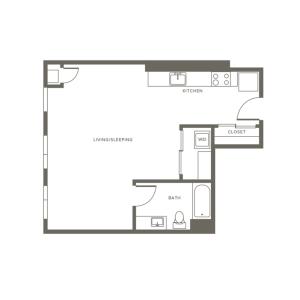 621 square foot studio one bath apartment floor plan image