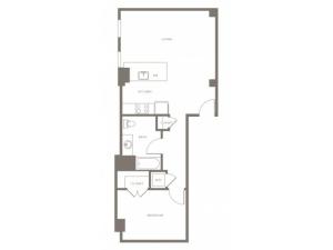 750 square foot one bedroom one bath apartment floorplan image