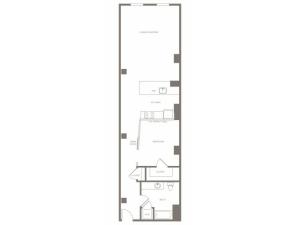 965 square foot one bedroom one bath apartment floorplan image