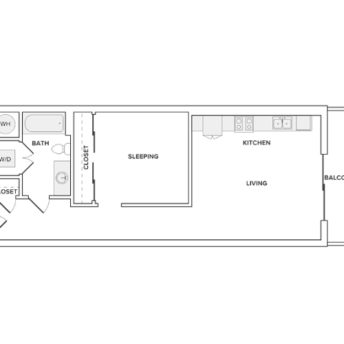 642 square foot studio/den one bath apartment floorplan image