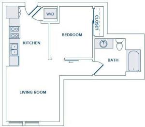 A10 one bedroom one bathroom 615 square foot to 752 square foot home