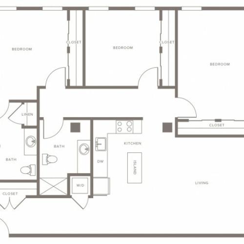 1472 square foot three bedroom two bath floor plan image