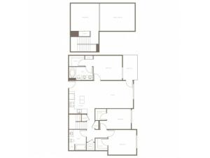1463 square foot three bedroom two bath loft apartment floorplan image