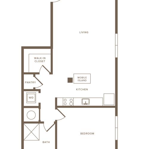 978 square foot one bedroom one bath apartment floorplan image