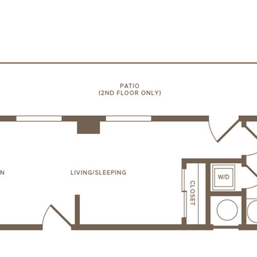 409 to 418 square foot studio one bath apartment floor plan image