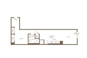 820 square foot studio one bath apartment floor plan image