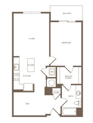 875 square foot one bedroom one bath apartment floorplan image