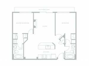 920 square foot two bedroom two story apartment floor plan