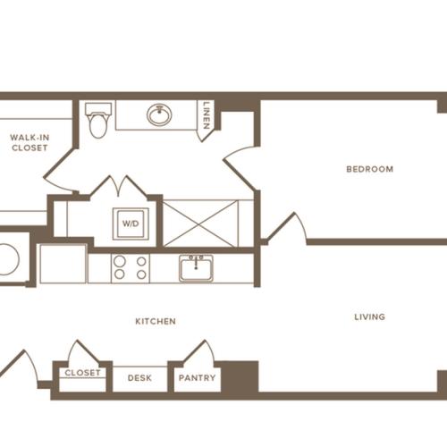 649 square foot one bedroom one bath floor plan image