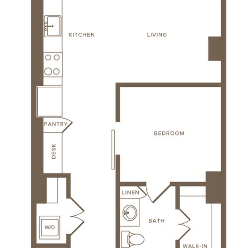 615 square foot one bedroom one bath floor plan image