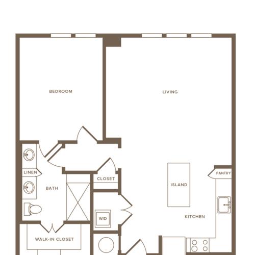 845-883 square foot one bedroom one bath floor plan image