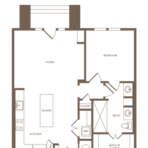 823-845 square foot one bedroom one bath floor plan image