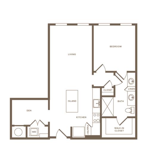 802 square foot one bedroom one bath with den floor plan image