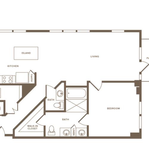 968 square foot one bedroom one bath floor plan image