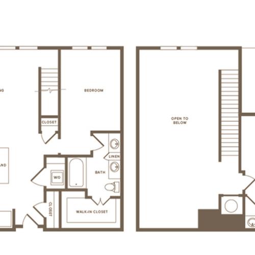 1,057 square foot two bedroom two bath floor plan image