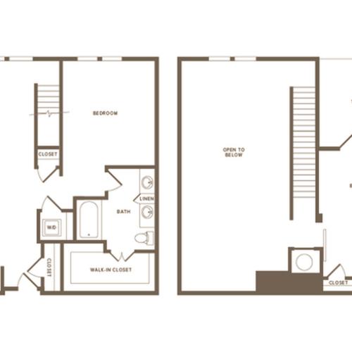 1,115 square foot two bedroom two bath floor plan image