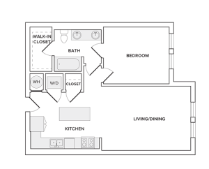 793 square foot penthouse one bedroom one bathroom apartment floorplan image