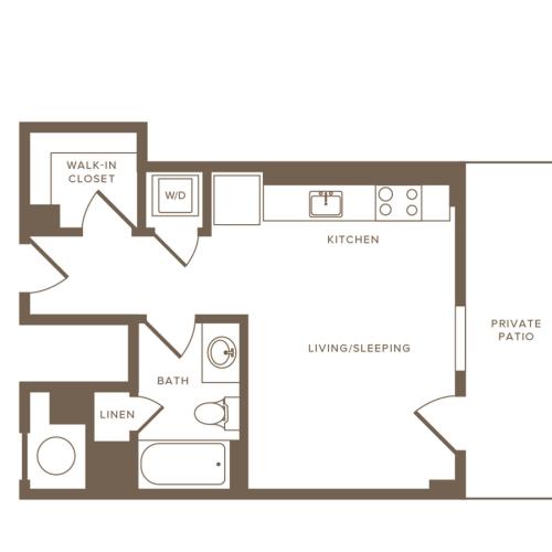 395 square foot studio one bath apartment floor plan image