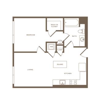 670 square foot one bedroom one bath floor plan image